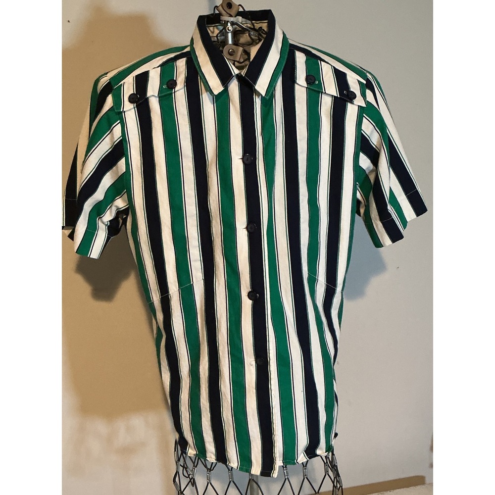 Vintage Howard Wolf Dallas Striped Shirt and Navy Pants Set Womens Size 4 USA